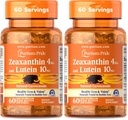 Puritan's Pride Zeaxanthin 4mg avec lutéine 10mg, soutient les yeux sains et la vision*, 60 ct (paquet de 2)