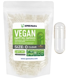 XPRS Nutra Maat 0 Lege capsules - 100 Clear Count Lege Vegan Capsules - Vegetarische pil - DIY plantaardige capsule vullen - Veggie pillen voor Do-It-Yourself Supplementen