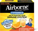 Airborne 750 mg vitamine C met zink Bruistabletten, Immune Support Supplement met krachtige antioxidanten Vitaminen A C D3 & E - 27 Fizzy Drink Tablets, Zesty Orange Flavor