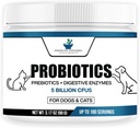 American Standard Supplements Probiotics for Dogs & Cats with Prebiotics & Digestive Enzymes, 5 Miljard CFU, 9 Strains, 3.17oz (90g), 180 Servings - Dog & Cat Probiotics for Gut Health & Digestie