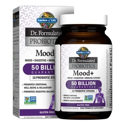 Tuin van het leven Dr. Geformuleerde Probiotica Mood+ - 50 miljard CFU - Ondersteunt Ontspanning & Digestieve Gezondheid - 60 Vegetarische Capsules