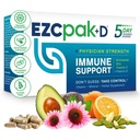 EZC Pak 5-Day Immune System Booster avec Echinacea, Vitamine C, Zinc et Vitamine D - Supplément de support pour les adultes Immunissables et faciles à transporter