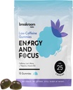 Breakroom Labs Energie en Focus Gummies Low Cafeine 25mg w/L-Theanine, Lions Mane, Vitamine B12 