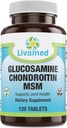 Glucosamine Chondroitin MSM Complete Complexe ondersteuningssupplementen voor knieën, rug, HIPS en ontsteking - mobiliteitsgezondheidssupplement voor pijn, pijn, vermoeidheid en ontsteking - 120 tabletten