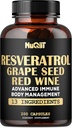 Trans Resveratrol Supplement met rode wijn Extract, Immune & Body Management Complex - Echinacea, Knoflook Bulb, Berberine HCI, Milk Thistle & More - 200 capsules voor 100 porties