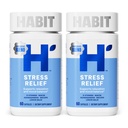 Habit Stress Relief Supplement 2 Pack (120 Capsules) - Nouveau look, soutient la relaxation et l'équilibre de l'humeur, vitamine B, adaptogènes, baume de citron, calmant, végétalien, non-OGM