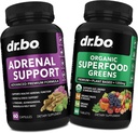 Adrenal Support & Organic Superfood Greens & Fruit supplementen - Dagelijkse energie Super Food Fruit en groenten supplement tabletten Plus plantaardige voeding