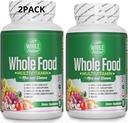 Multivitamine alimentaire complète pour les hommes et les femmes (2PACK) : Vitamines quotidiennes de la nature entière et minéraux Enzymes digestifs, probiotiques et omégas. Multivitamine végétale, sans OGM Sans gluten