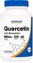Nutricost Quercetin avec Bromelain, 880mg Quercetin + 165mg Bromelain par portion, 120 capsules, 60 portions (2 capsules par portion) - Végétarien, Non-OGM et Sans gluten