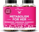 Metabolisme voor haar - Aartiet & Metabolisme Ondersteuning voor vrouwen - Curb Cravings, Reduce Caloric Intake & Promote Feelings of Fullness - Berberine, Chroom Picolinaat & Guarana - 120 Veg Capsules