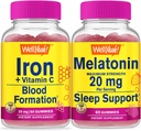 WellYeah Iron+Vitamine C + Melatonine 20mg, Gummies Bundle - Grote Proeverij, Vitamine Supplement, Glutenvrij, GGO vrij, Kauwbare Gummy