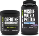 NutraBio Creatine Monohydraat, Unflavored, (150 g) en Muscle Matrix Protein Powder, (Confetti Cake) Supplement Bundle 