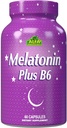 ALFA VITAMINS Melatonine Plus B-6 Supplement met 5MG slaapcyclus regelgeving - Cardiovasculaire gezondheid - immuunsysteem - 60 capsules