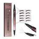2-in-1 gebogen wenkbrauw Pen en Eyeliner met 10Pcs Brow Stencils, Microblading Eyebrow Potlood met 4 Fork-Tip en gebogen Precise Tip, waterdicht en lang aanhoudende Eyebrow Potlood voor Vrouwen, Zacht Zwart