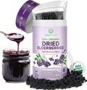 USDA Biologische gedroogde vlierbessen 1lb Bulk (veiligste verpakking, hersluitbare zak, BPA-vrije scoop) Natuurlijke, niet-bestraalde, Raw Whole Black Vlierbessen, Immune Support, Make Sambucus Vlierbessen Siroop, 1 pond