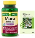 Generieke Spring Valley Maca Root 500mg Capsules, Biologische Maca Root voor vrouwen en mannen + Exclusieve VitaMax Vitamine Gids (2 items)