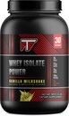 Wei Isolaat Power Vanilla Milkshake, 26g van 100% Wei Proteine Isolaat per Serving to Build Lean Muscle -Vanilla Milkshake, 2lb- 30 Servers