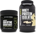 NutraBio Creatine Monohydraat, Unflavored, 150g en Wei Proteïne Isolaat, Alpine Vanille, Supplement Bundle - Spierenergie, Lean Spiergroei, Herstel, en kracht