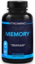 Memory Brain Supplement w/Vitamins – Mental Clarity, Memory, Focus & Concentration. Clinically-Tested Nootropic Includes Bacopa, Phosphatidylserine, Rhodiola Rosea, Ashwagandha 90 Capsules