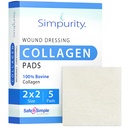 Collageen Dressing Pads - 2" x 2" 5 Count Collageen Pads for Wounds - Non-Adherent Collageen Dressing for Wound Care - Safe n' Simple Wound Care Supplies