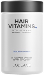 Codeage Haarvitaminen 10000 mcg Biotine, Keratine, Collageen, Vitamine A, B12, C, D3, E, Zink, Kurkuma, Probiotica, Enzymen, Inositol - Hair Care Support - gezonde Hair Supplement Pillen - 120 Capsules