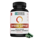 Zhou Schildklierondersteuning - Schildkliersupplement voor vrouwen en mannen met zink, jood, & Selenium, Metabolic Health Thyroid Complex met Ashwagandha, Kelp - 60 Veggie Capsules (pakket van 1)