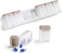 Organisateur hebdomadaire de pilules magnétique, amovible boîte à pilules 7 Jour 1 fois par jour, grand voyage cas de pilule, semaine une fois par jour dispensateur de médicaments, porte-conteneur de médicaments pour supplément de vitamine, brun