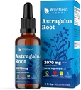 Astragalus Herb Extract Drops 2000mg (Astragalus membranaceus) Supplément à base de plantes Absorbe mieux que les capsules, 1 mois d'approvisionnement, 84 portions, teinture sans alcool - 2 Oz, boîte de 1