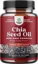 Supplément d'huile de graines de chia pour la perte de poids et l'énergie Superfood naturel Protein Booster pour les hommes et les femmes - Tryptophane antioxydant vitamines Omega 3 acides gras 60 portions par contenant