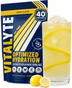 Vitalyte Electrolyte Powder Drink Mix, isotone Electrolyte Hydration Mix, Gluten Gratis Post Workout Powder Mix, Verpakking van 1, 35 oz., Citroen smaak
