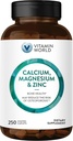 Vitamine World Calcium Magnesium Zink"Promotes Bone Health 250 Coated caplets
