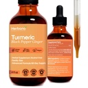 Kurkuma 3-in-1 Liquid Extract - Curcumine & Ginger, Black Pepper - Natural Herbal Supplement - Immune and Brain Booster Tinctuur (2 FL OZ)
