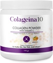 Colageina 10 Gehydrolyseerde collageen poeder met vitamine C (195 gr) - Oranje smaak - Anti-Aging Dieetsupplement voor gezonde huid, haar, nagels, gewrichten en botten
