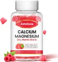 Calcium Magnesium Zink Gummies met vitamine D3 & K2, Calcium Gummies voor B0nes Spieren, Vrouwen & Mannen, Raspberry Flavor - 60 Tellen