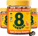 8Greens Daily Fiber Super Greens Gummies - Tangerine smaak: Boost Immune System & Digestieve Gezondheid met 8 Real Greens - niet-GMO Formule, kauwtabletten, 50 Gummies, Pack van 3