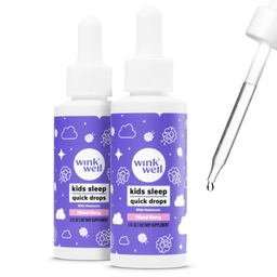 Wink Well Kids Liquid Melatonine Drops, Natural Melatonine Drops voor kinderen met 1mg per portie vloeibare Melatonine voor kinderen, Drug-vrije en non-habit vormen (2 Pack)