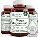 Natuurlijke Nutra Mega Magnesium 400 mg supplement - Hoge absorptie Aminozuurchelaat, Citrate, Malate Blend voor spiergroei, botsterkte, hartgezondheid, zenuwondersteuning - 90 capsules (verpakking van 2)