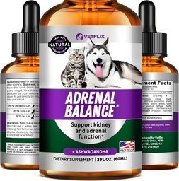 Pet Adrenal Support for Dogs & Cats - Made in USA - Cushings Treatment for Dogs - Cat & Dog Supplement for Nieren Support - 2 Fl Oz