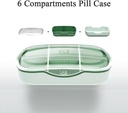 Boite d'organisateur de pilules de voyage, 6 Compartiment rappel hebdomadaire de cas de médecine pour la poche de Purse, contenant quotidien de pharmacie, distributeur de médicaments pour huile de poisson, vitamine, huile de foie de morue, supplément