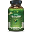 Irwin Naturals Biotin-6000 soutient une peau, des cheveux et des ongles sains - 60 softgels liquides - Force + Protection avec une puissance élevée 6000 mcg, bambou, avocat, noix de coco et plus - Absorption maximale