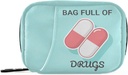 Naanle Medical Pills Pills Pill Box 7 Day Case Bag Organisateur de voyage avec zipper Portable Weekly Taille compacte pour le détenteur de supplément de vitamine Un bleu cartoon blanc 4,6 x 3,14 x 1,88 pouce, 1,0 Compte