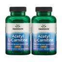 Swanson Acetyl-L-Carnitine - Supplément à l'acide amino Promouvoir la santé cognitive et le soutien musculaire - La formule naturelle peut favoriser la santé du système nerveux - (100 capsules de Veggie) (2 paquets)