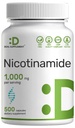 Vitamine B3 Nicotinamide 1.000mg per portie 500 Capsules, Flush Free Niacin, Essential B3