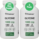 PRISTINE'S Glycine (2 Pack) 1000MG Aminozuur Sleep Support Supplement Capsules - 120 Day Supply - Muscle Recovery, Collageen & Nierondersteuning Supplement - Veganistisch, Niet GGO, Glutenvrij