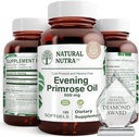 Supplément naturel d'huile de Primrose Nutra de l'acide gras, aide à surmonter la douleur corporelle, la santé nerveuse, promouvoir la santé cardiaque et la clarté de la peau, aide à réduire le malaise digestif, 500 mg, 180 Softgel