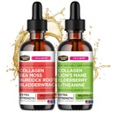 Collagen Mojo Peptides de collagène liquide avec la mousse de mer, la racine de lard et la bradderwrack + Peptides de collagène liquide avec le champignon Lions Mane, Elderberry & L-Theanine