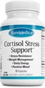 EuroMedica Cortisol Stress Support - Daily Energy Supplement with DHEA - Vegan Capsules with Vitamin B2 & C - Dieetsupplement for Immune System Support - 60 Capsules