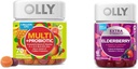 OLLY Adult Multivitamine Gummy met Probiotica, 1 Miljard CFUs, 70 Tel en Extra Sterk Vlierbessen Gummies, Immune Support, 450mg, 60 Tellen