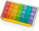 Wekelijkse Pillen Organisator - Draagbare 4 Times-A-Day - Watervochtigheid-Proof AM/PM Pillen Case, Kleurrijke 7 dagen medicijnhouder Pill Box met etiketten voor