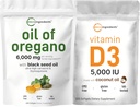 Micro Ingrediënten Olie van Oregano Softgels 6.000mg Per Serving & Vitamine D3 5.000 IE Bundle Pack 